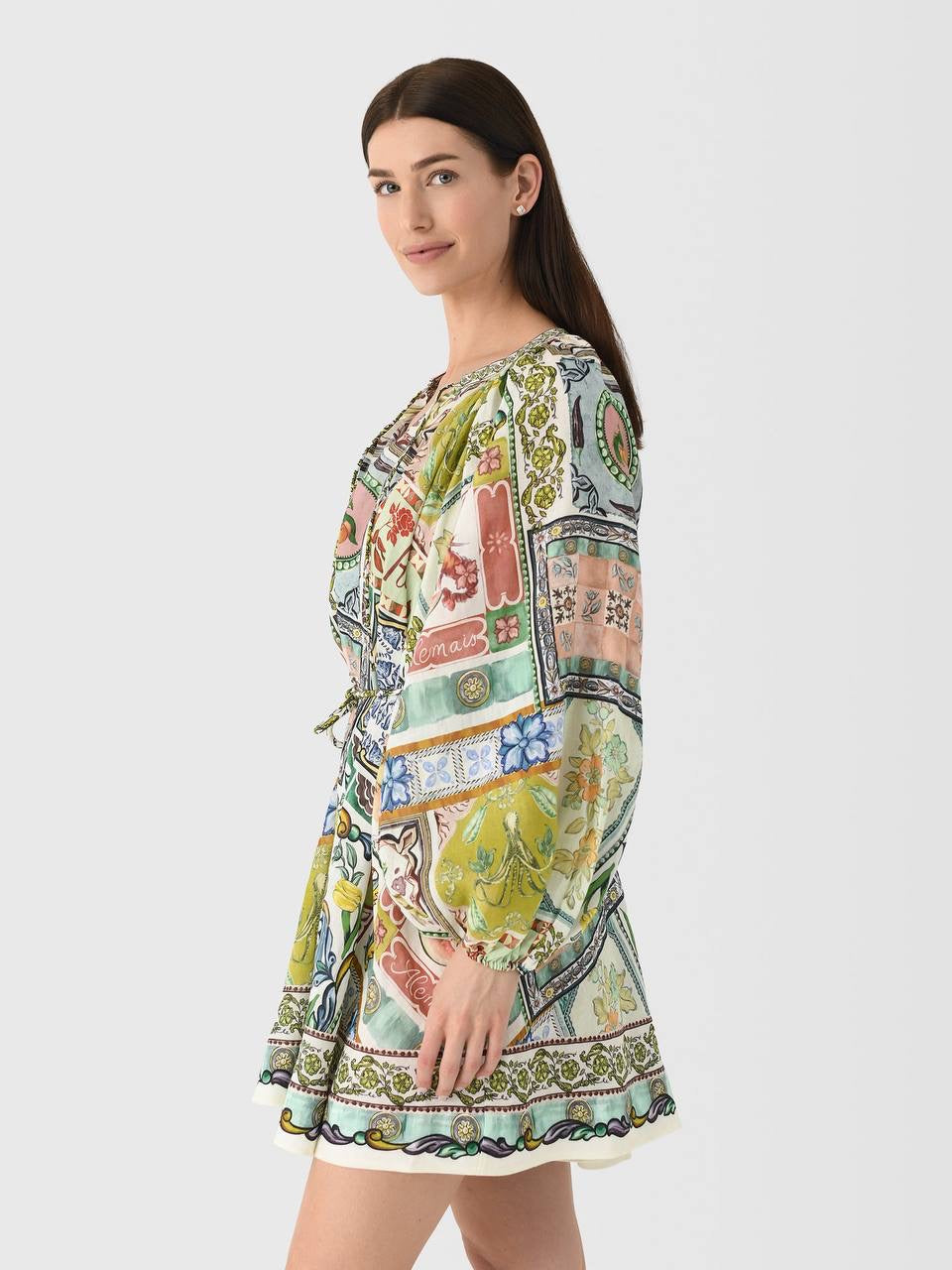 ALM Tommasina Ramie Tie Mini Dress Shirtdress