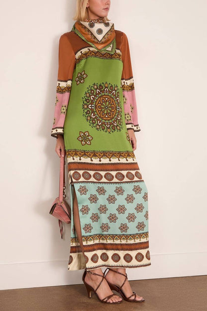 ALM Contina Silk Midi Dress in Multi