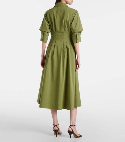 SK Jazz Pintuck Cotton-blend Midi Dress