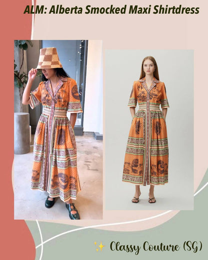 ALM Alberta Smocked Maxi Shirtdress