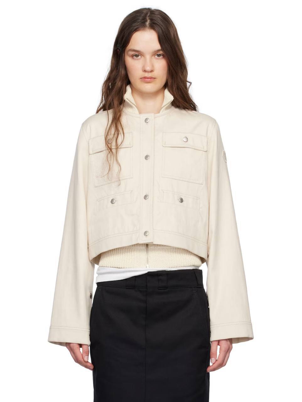 MC Chatel Button Sleeve Cotton-linen Crop Jacket
