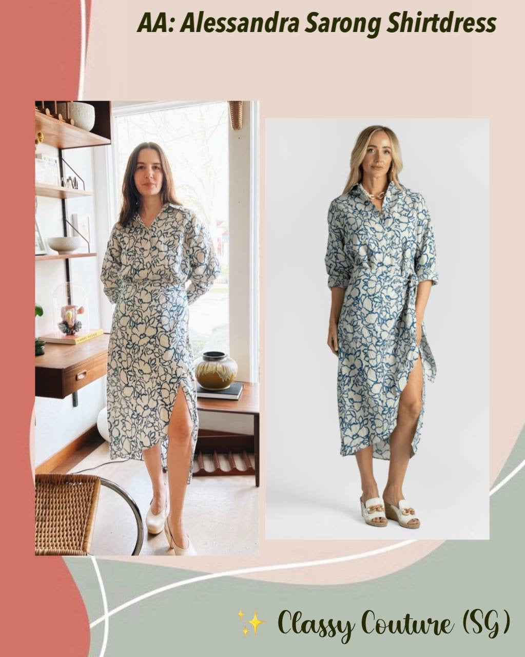 AA Alessandra Sarong Linen Midi Dress Shirtdress