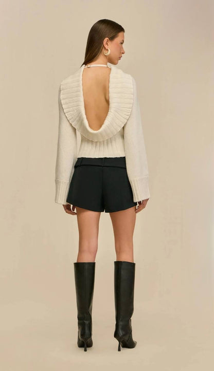 CG Milika Merino Wool-Cotton Cowl Back Sweater