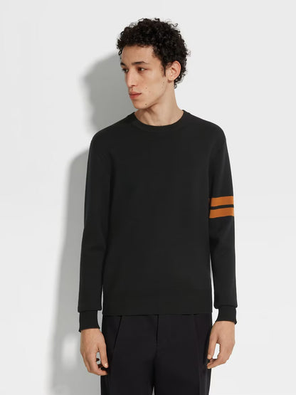 2 Colors! ZN Men’s High Performance Wool Crewneck Jumper Sweater w/ Stripe Detail