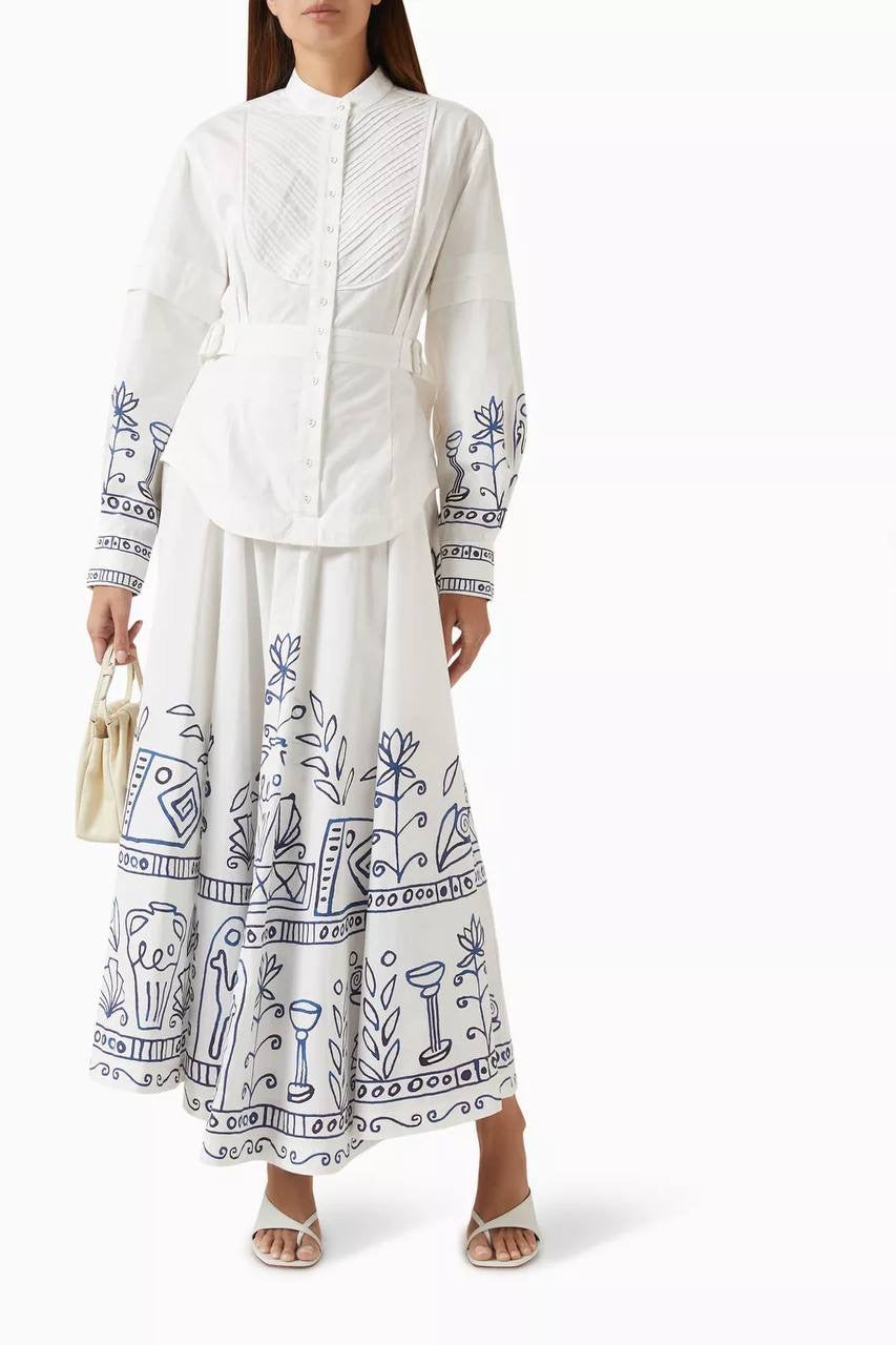 ALM Leela Button-down Belted Cotton Shirtdress Midi Dress