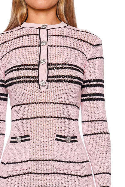 SP Pink Stripe Knit Mini Dress