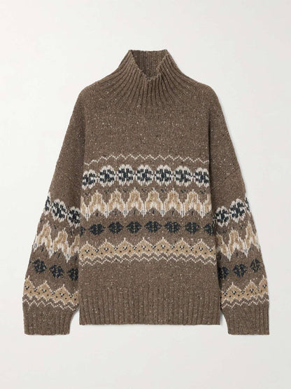 ATZ Cecie Fair Isle Wool-Blend Mock Neck Sweater Pullover