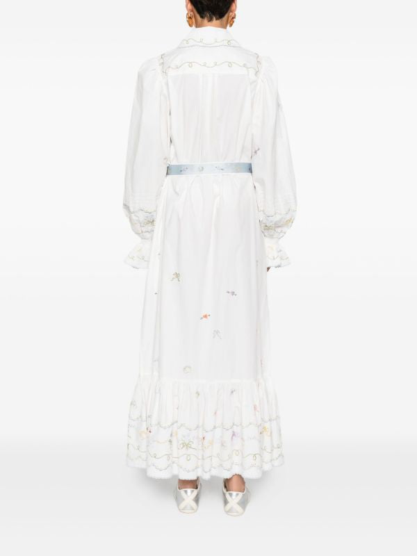 ALM Giulia Embroidered Cotton Midi Dress Shirtdress