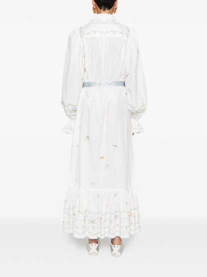 ALM Giulia Embroidered Cotton Midi Dress Shirtdress