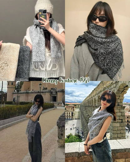 LW Anagram Scarf in Wool and Cashmere 180x38cm