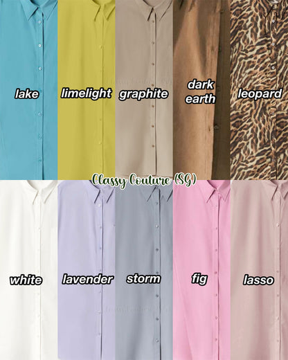 10 COLOURS! Unisex SL Cotton Silk Round Oversized Shirt