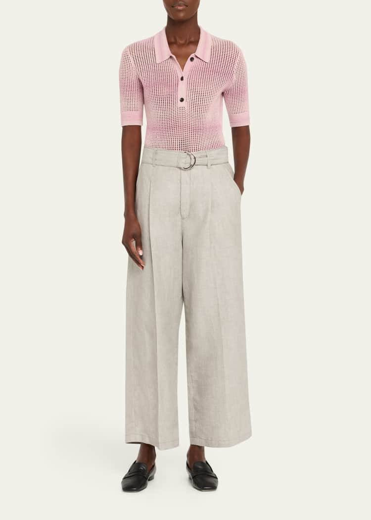 MM Cashmere-cotton Shrunken Mesh Polo Top