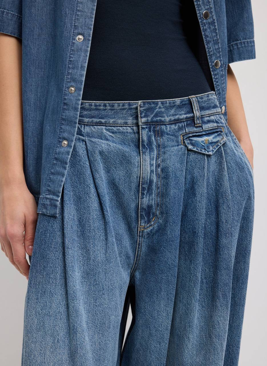 TB Spring Denim Triple Pleat Cotton Jeans