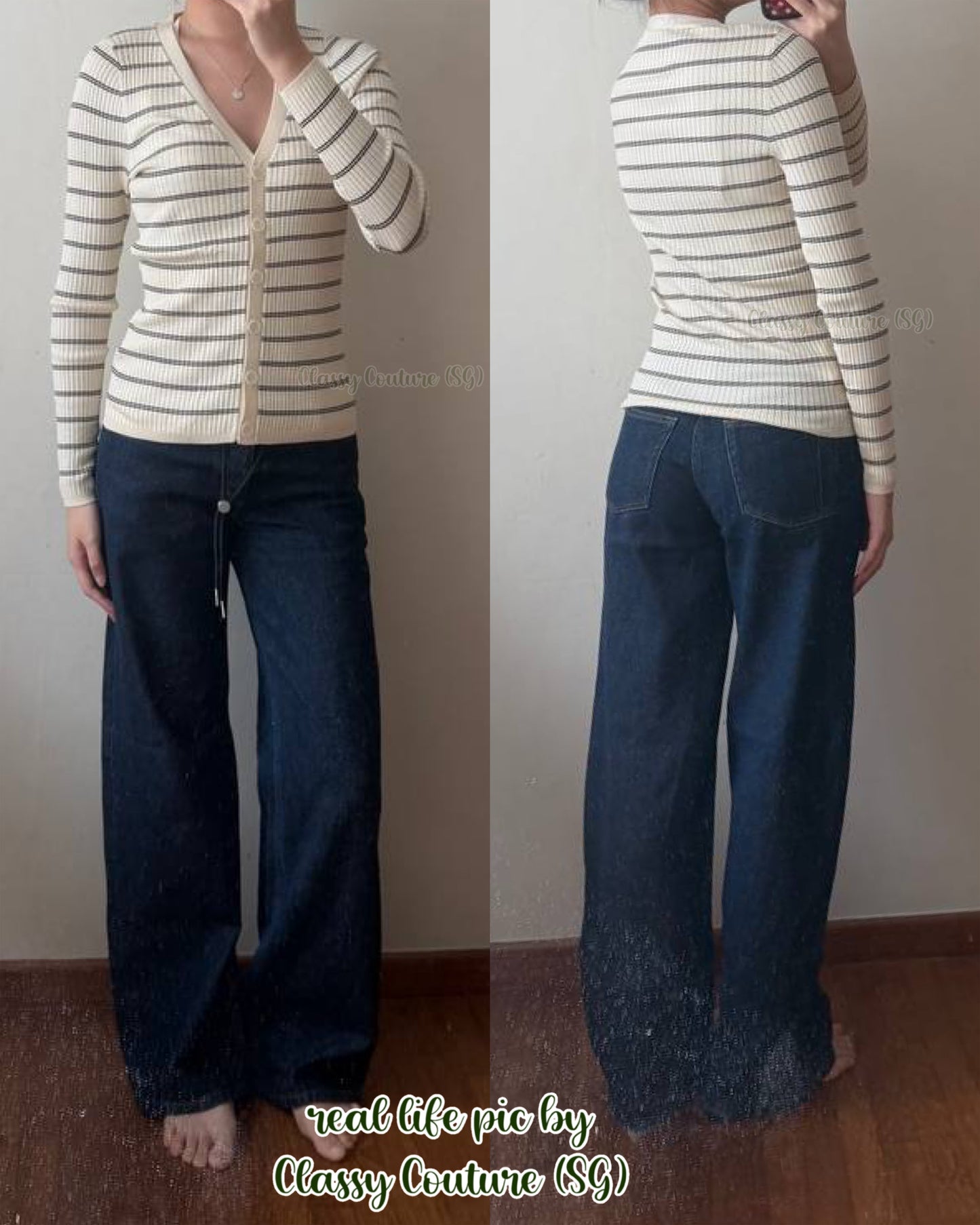 SALE! SD Gabri Striped Button Up Viscose-blend Ribbed Cardigan (with attached camisole top)