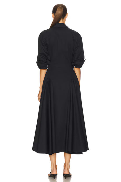 HS Godet Shirtdress Cotton Midi Dress