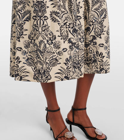 UJ Harriet Printed Cotton Poplin Puff Sleeve Midi Dress