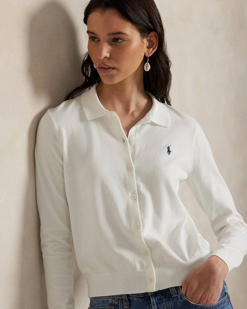 RL Polo-Collar Cotton-blend Buttoned Cardigan