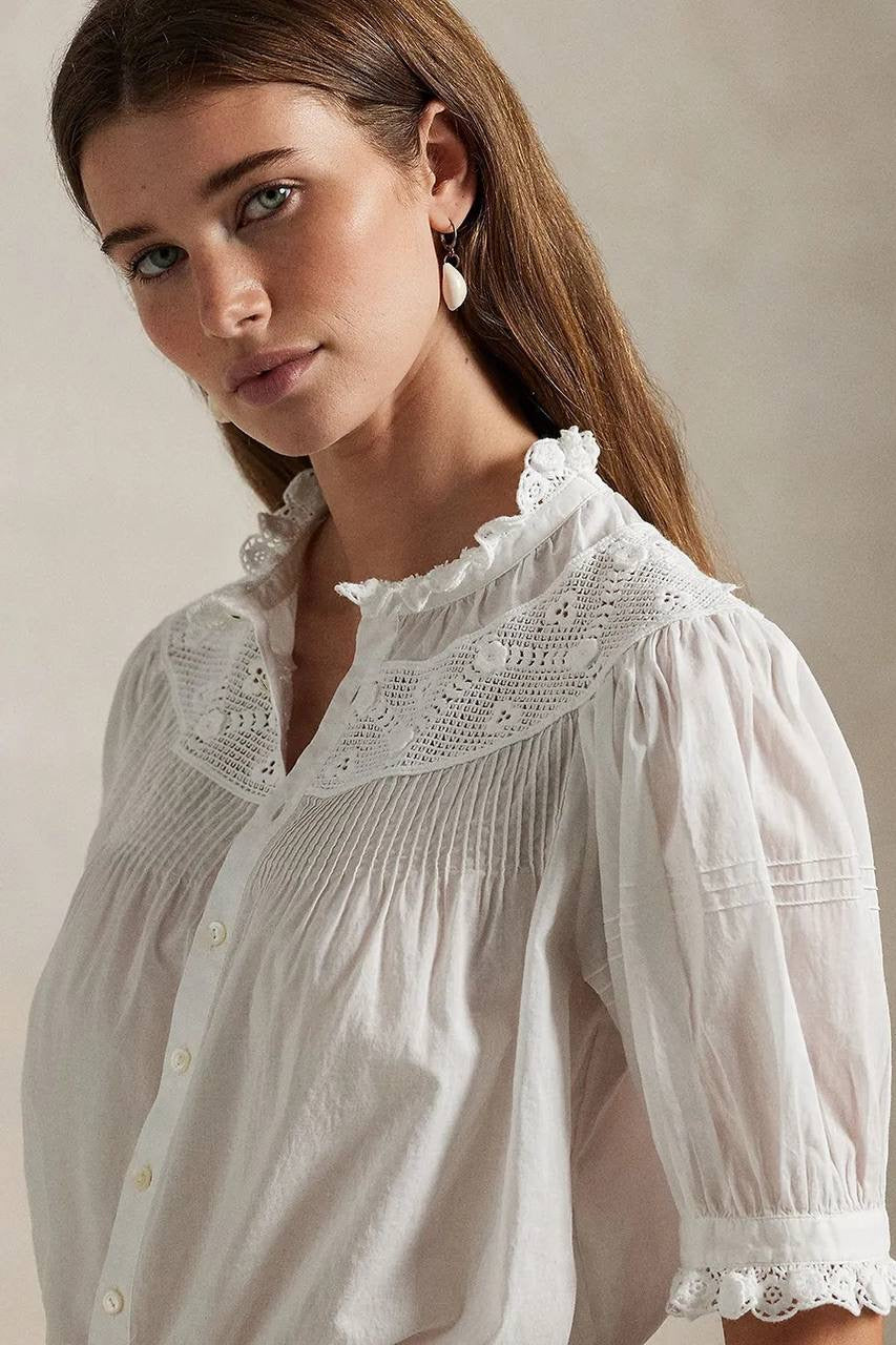 RL Mical Cotton Voile Short Sleeve Blouse
