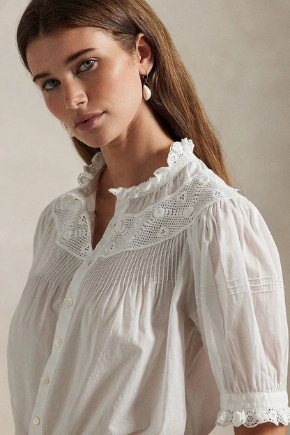 RL Mical Cotton Voile Short Sleeve Blouse