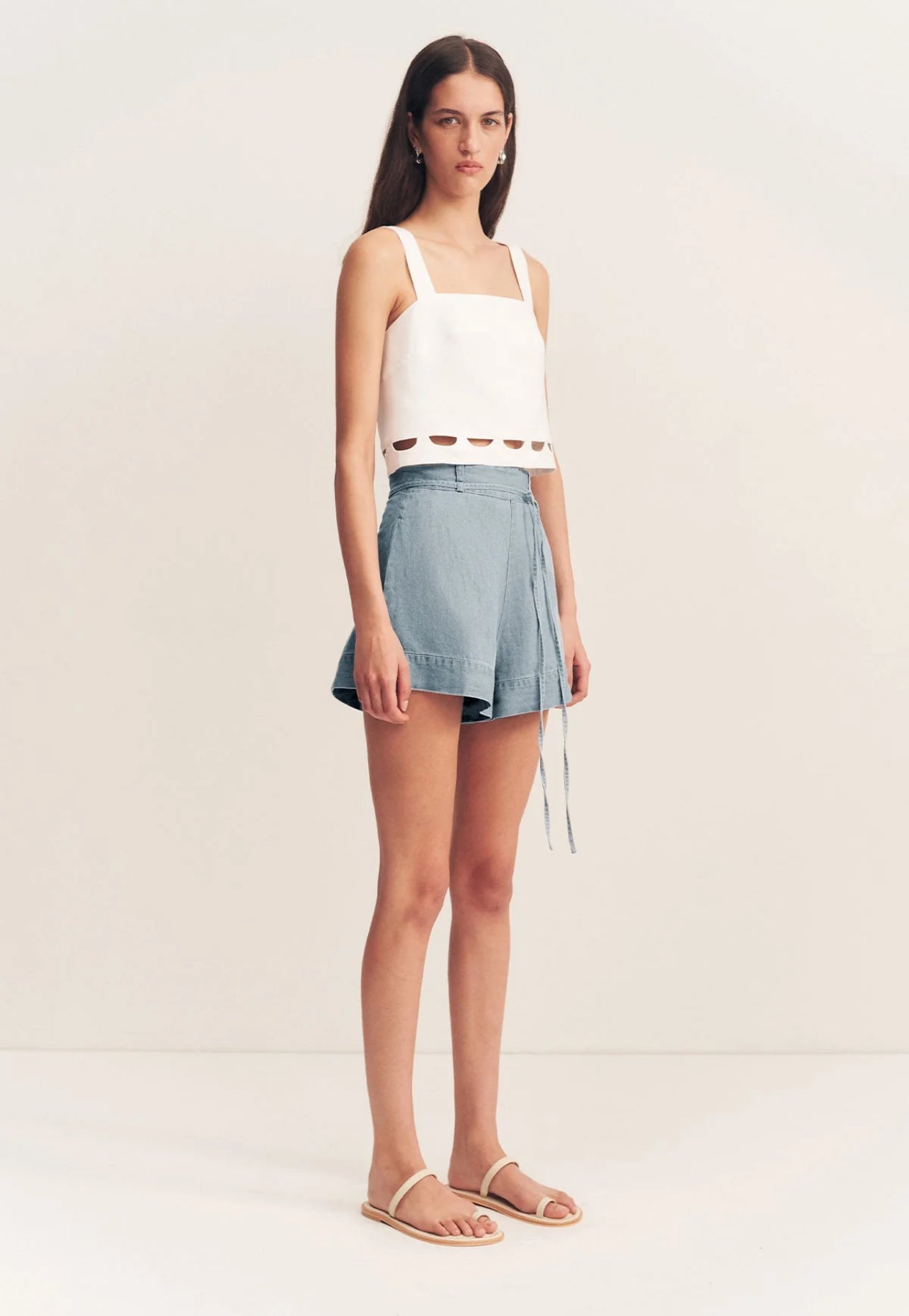 SJ Birdie Scallop Linen Cami Top | Scallop Pants | Set