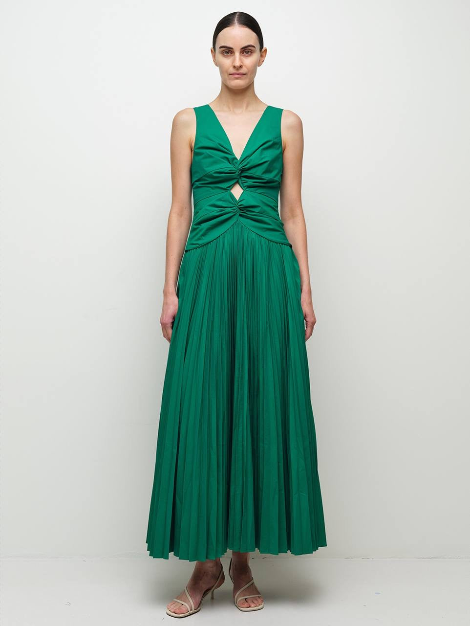 SK Vivianne Twist-Front Cutout Cotton-lined Midi Dress