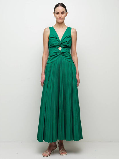 SK Vivianne Twist-Front Cutout Cotton-lined Midi Dress