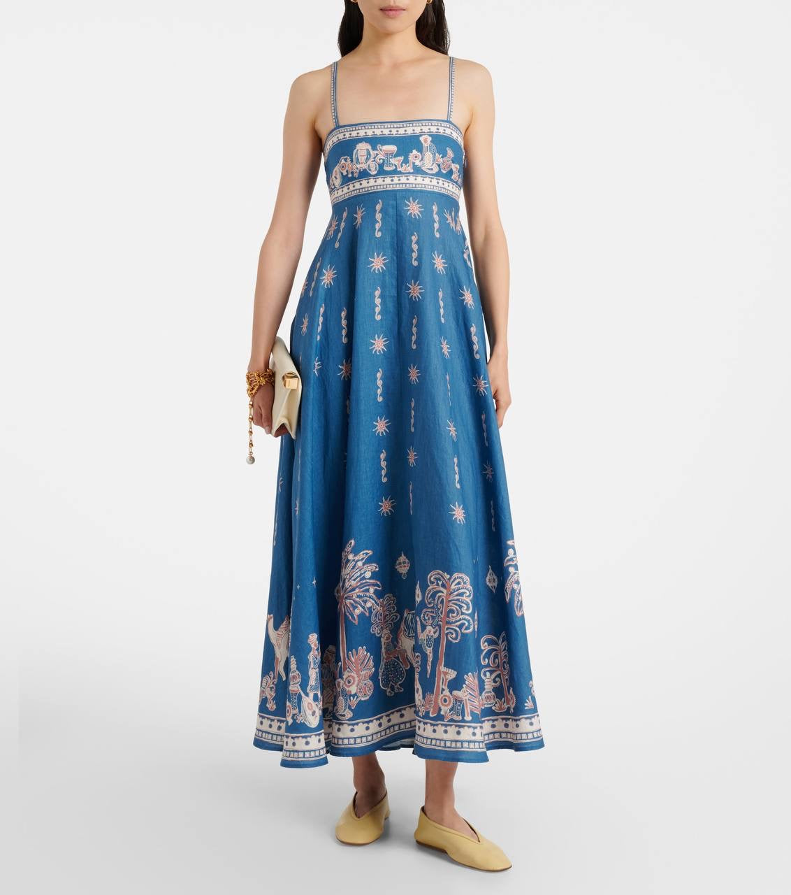 ALM Acacia Printed Linen Midi Dress Sundress