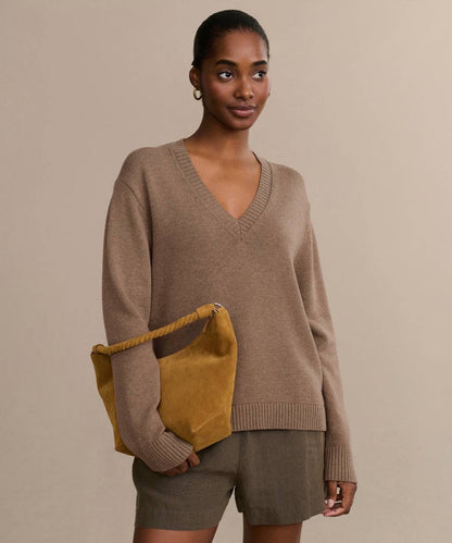 JK Simone V-Neck Wool-Cotton Pullover Sweater