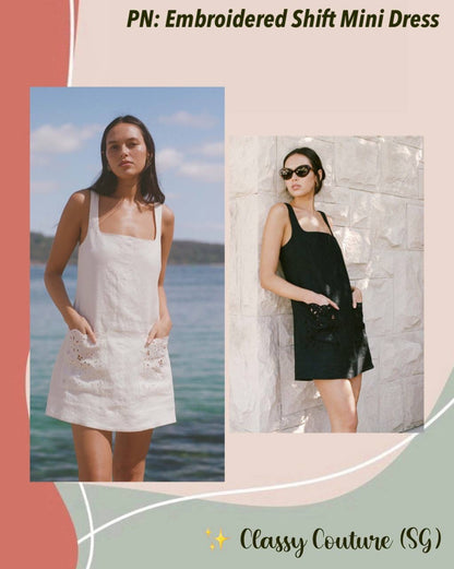 PN Embroidered Shift Mini Dress