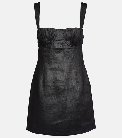 STL Bettina Linen Mini Dress in Black