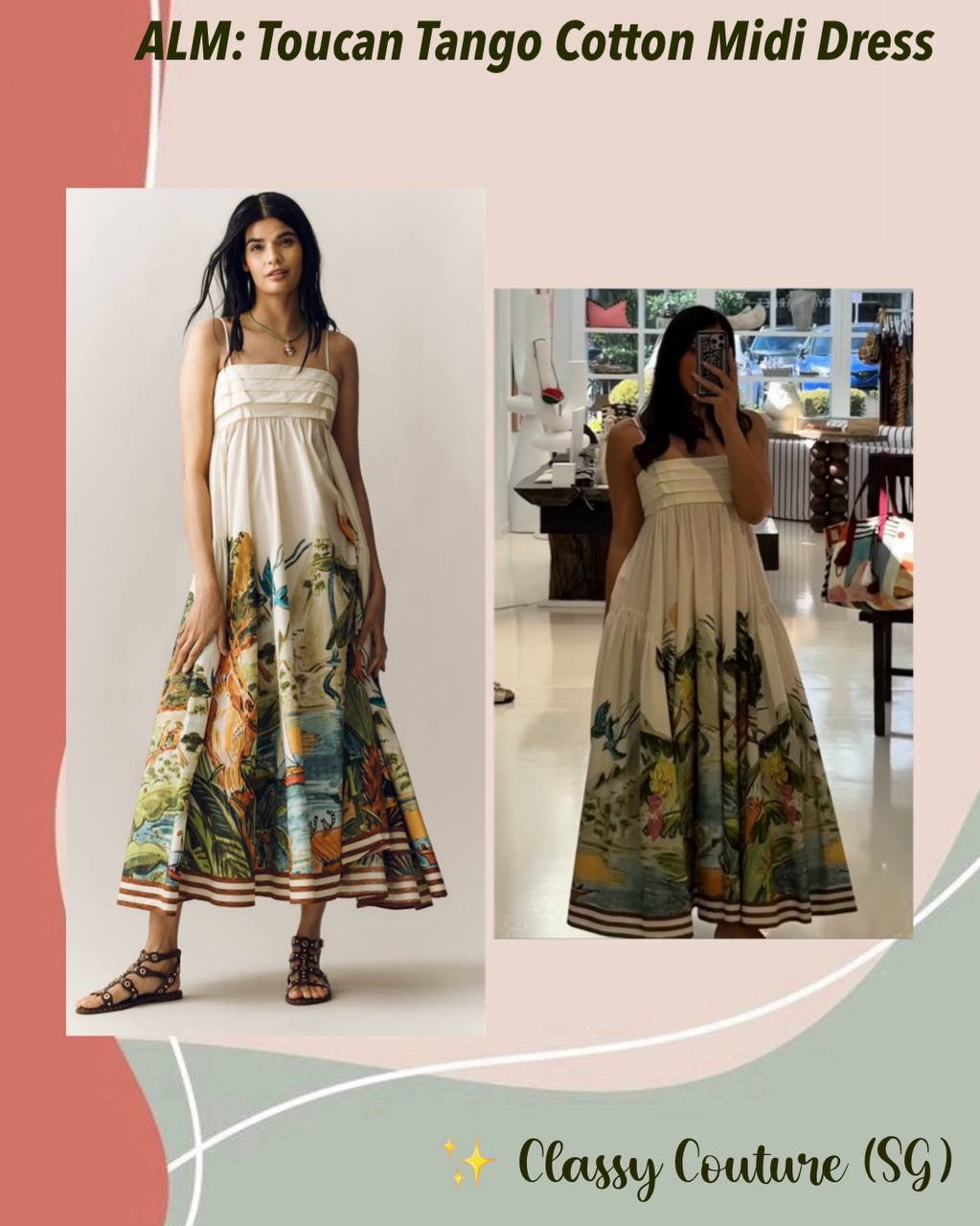 ALM Toucan Tango Cotton Midi Dress Sundress