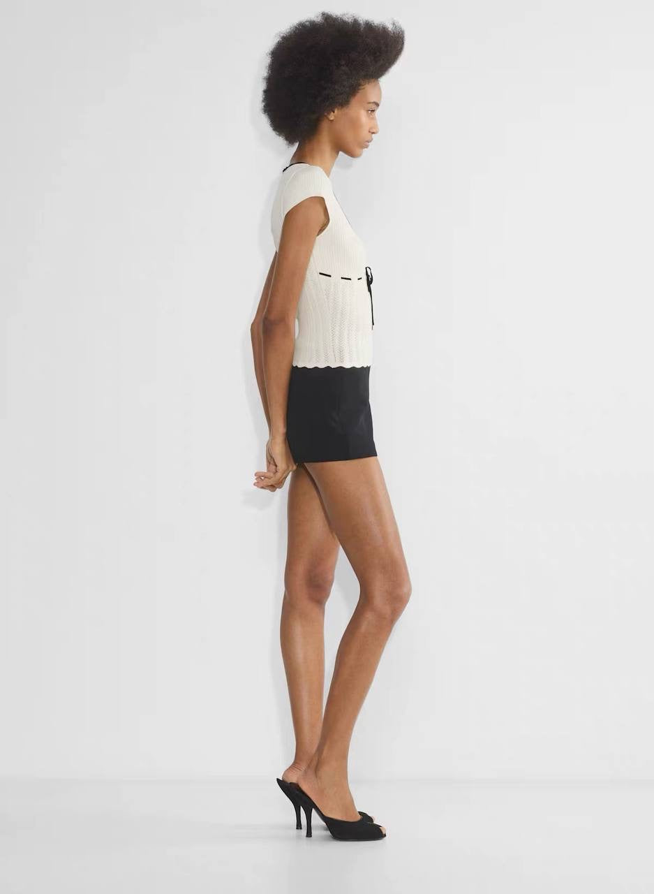 ARZ Soloist Wonder Yarn Viscose-blend Short Sleeve Sweater Top