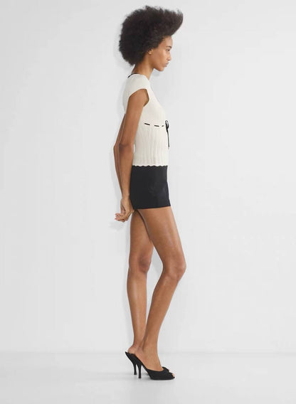 ARZ Soloist Wonder Yarn Viscose-blend Short Sleeve Sweater Top
