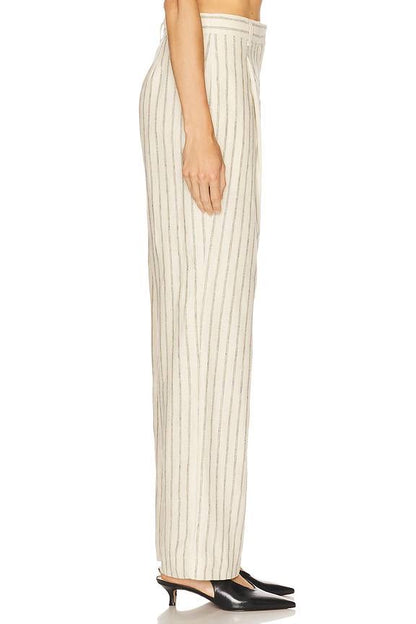 PSE Mackenzie Linen Striped Pleat Trousers Pant