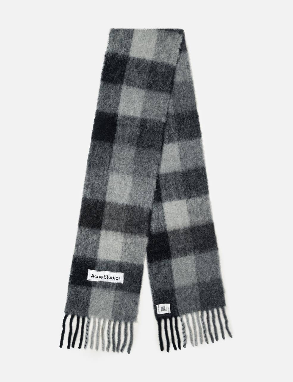 4 Colors! AC Checked Alpaca-Wool-Mohair blend Fringed Scarf