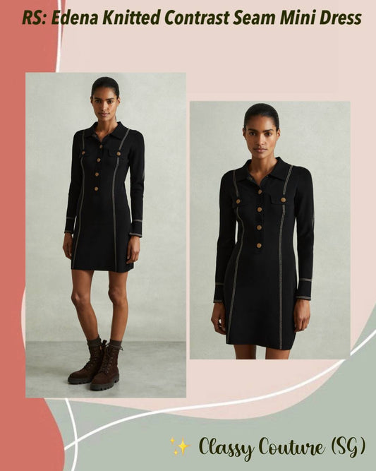 RS Edena Knitted Contrast Seam Mini Dress