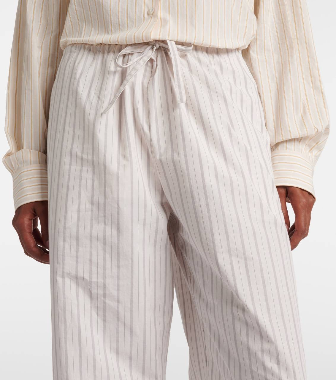 TR Hypnosta Striped Cotton Poplin Wide Leg Pants