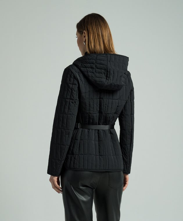 MK Raja Light Down Vertical Quilted Hooded Jacket with Belt