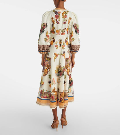 ALM Mercado Long Sleeved Linen Midi Dress