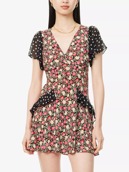 RX Sutton Flutter Sleeve Silk Mini Dress