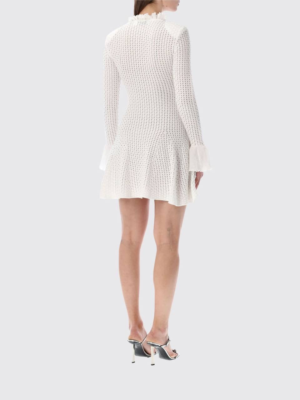 SP White Pointelle Knit Mini Dress