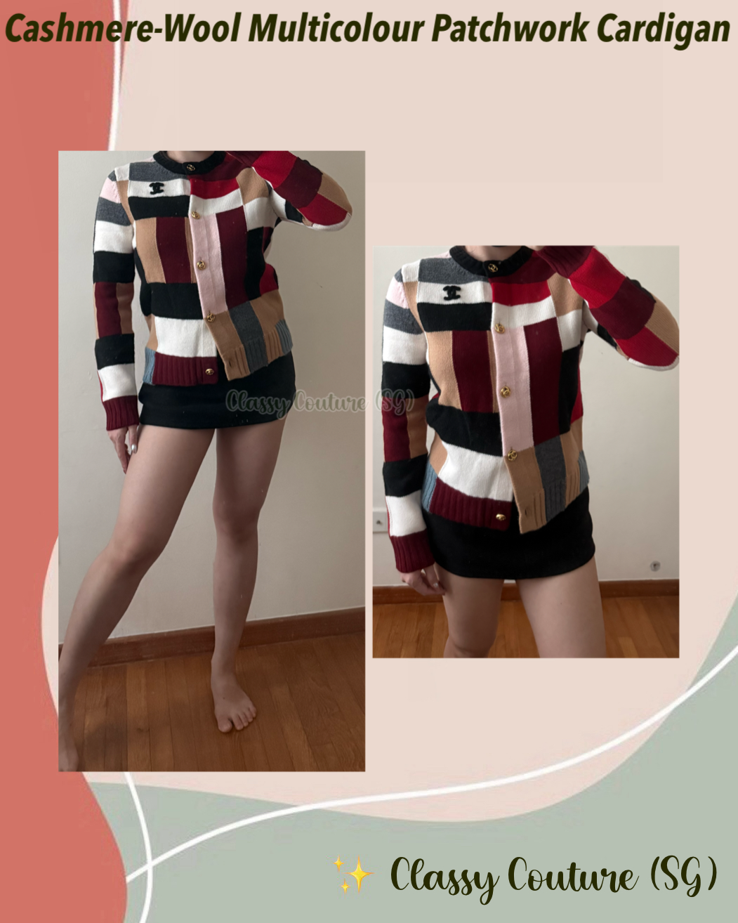 Cashmere & Wool Multicolour Patchwork Cardigan