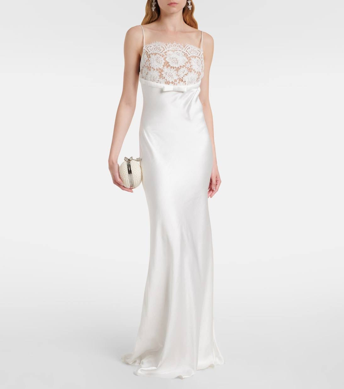 SP White Satin Lace Maxi Dress