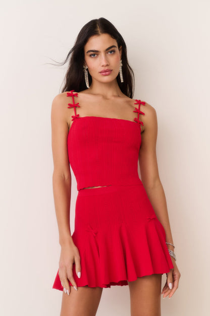 LSF Garrett Rib Pointelle Cami Top | Meryl Mini Skirt | Zoriah Cardigan | Viscose-blend Set