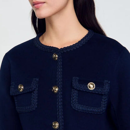 SD Short Wool Jacket | Mini Skirt | Set in Navy Blue