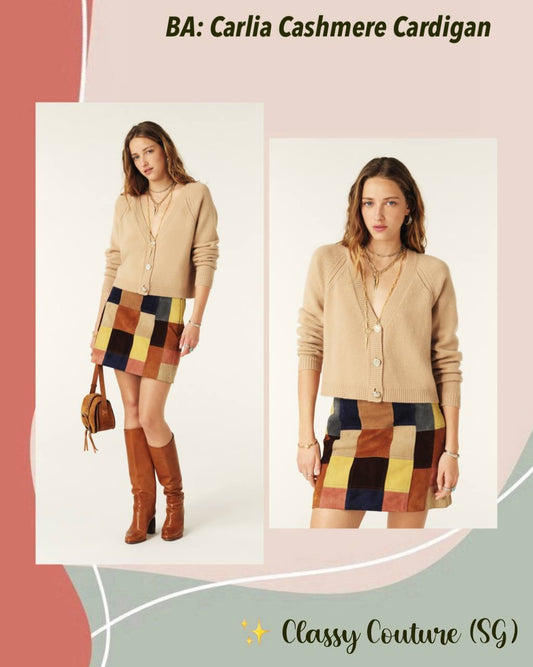 BA Carlia Cashmere Cropped V-neck Cardigan