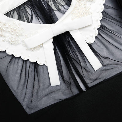 SP Black Crepe Bow Collar Midi Dress