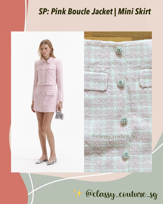 SP Pink Boucle Collar Jacket | Button Mini Skirt | Set