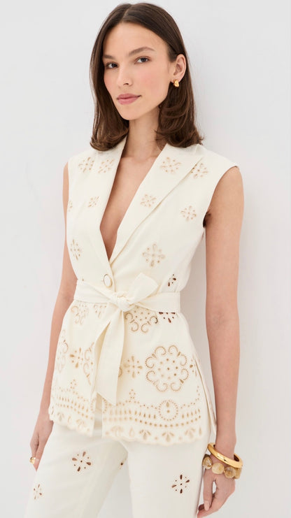 VB Townes Eyelet Vest | Komi Pants | Embroidered Stretch-cotton Twill Set