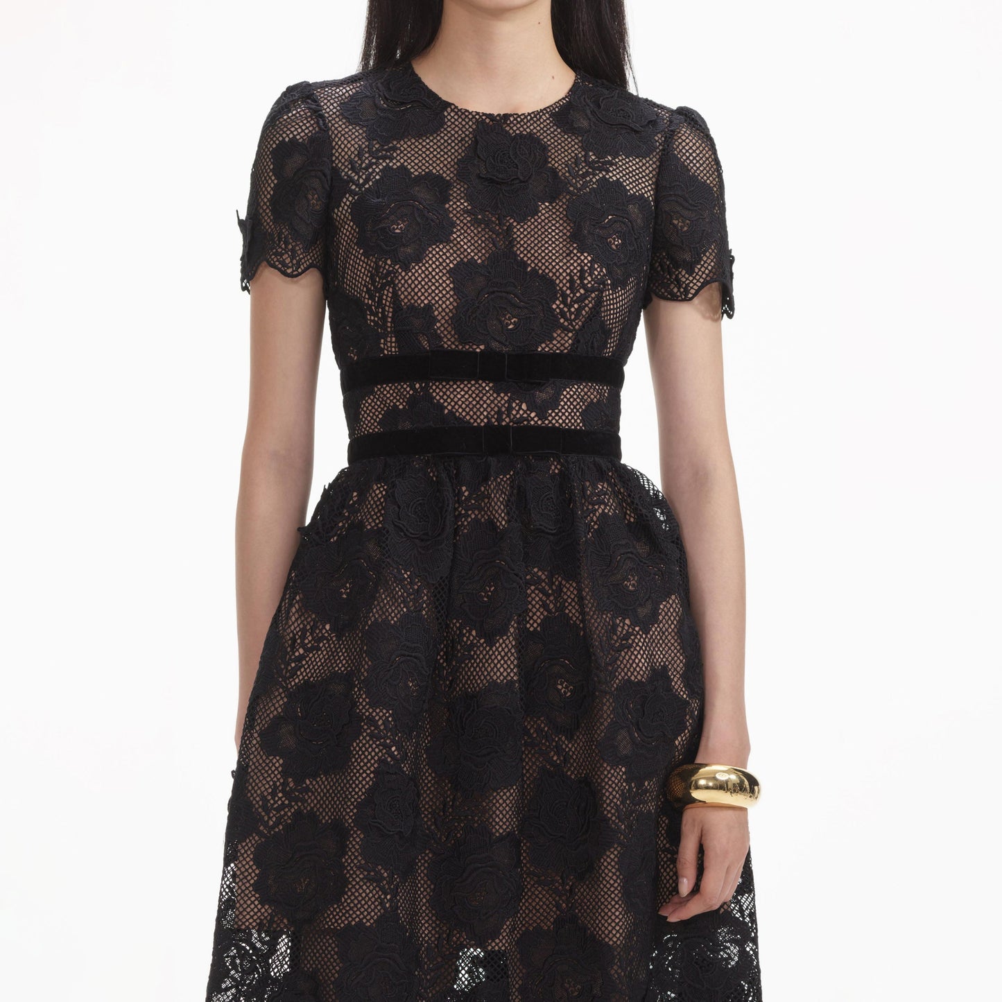 SP Black Lace Velvet Bow Mini | Midi Dress